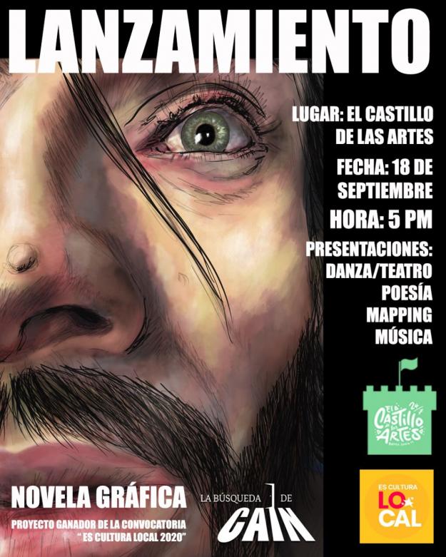 Afiche Lanzamiento de la novela gráfica: La búsqueda de Caín
