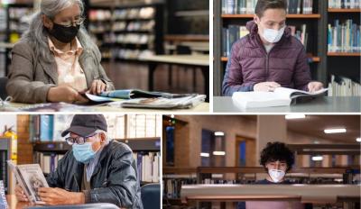 personas leyendo en una biblioteca